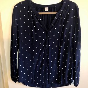 Navy Blue & White Polka Dot Blouse